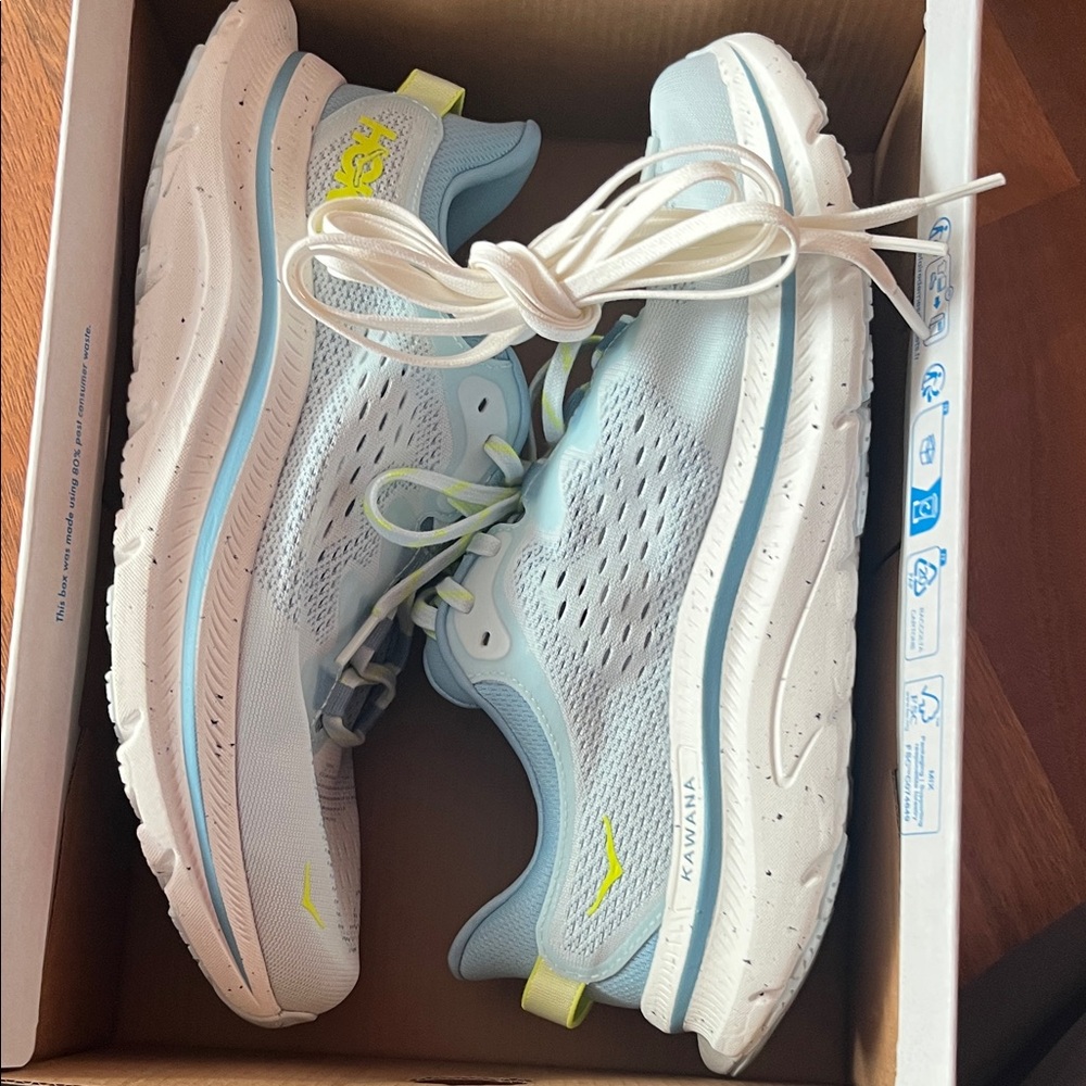 New Hoka Kawana 2 Sneakers - Soft Blue and Lime - Picture 13 of 16